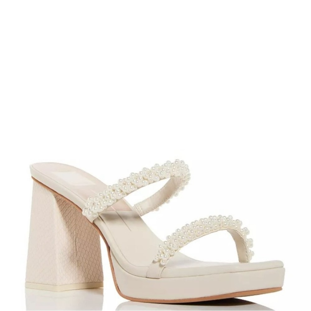 Dolce Vita Ariele Vanilla Pearl Block Heel Sandals Platform NEW Size 11 NEW